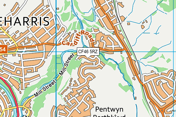 CF46 5RZ map - OS VectorMap District (Ordnance Survey)