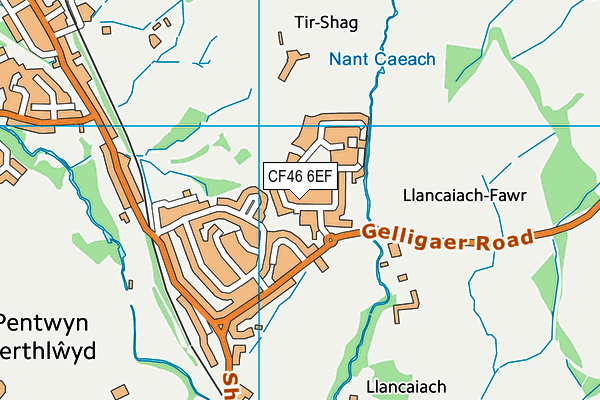 CF46 6EF map - OS VectorMap District (Ordnance Survey)