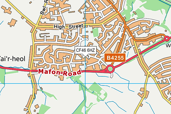 CF46 6HZ map - OS VectorMap District (Ordnance Survey)