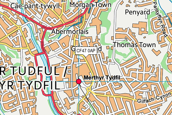 CF47 0AP map - OS VectorMap District (Ordnance Survey)