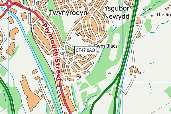 CF47 0AQ map - OS VectorMap District (Ordnance Survey)