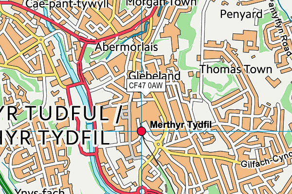 CF47 0AW map - OS VectorMap District (Ordnance Survey)