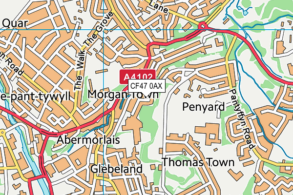 CF47 0AX map - OS VectorMap District (Ordnance Survey)