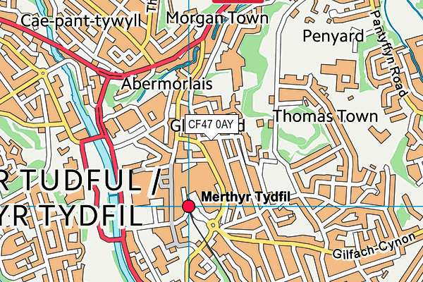 CF47 0AY map - OS VectorMap District (Ordnance Survey)