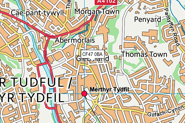 CF47 0BA map - OS VectorMap District (Ordnance Survey)