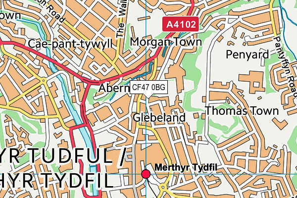 CF47 0BG map - OS VectorMap District (Ordnance Survey)