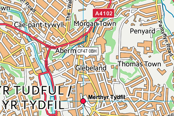 CF47 0BH map - OS VectorMap District (Ordnance Survey)