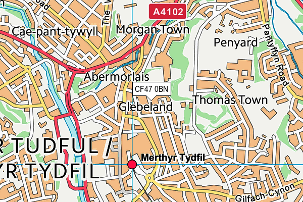 CF47 0BN map - OS VectorMap District (Ordnance Survey)