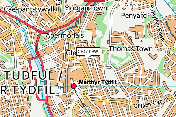 CF47 0BW map - OS VectorMap District (Ordnance Survey)