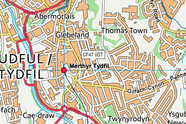 CF47 0DT map - OS VectorMap District (Ordnance Survey)