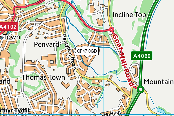 CF47 0GD map - OS VectorMap District (Ordnance Survey)