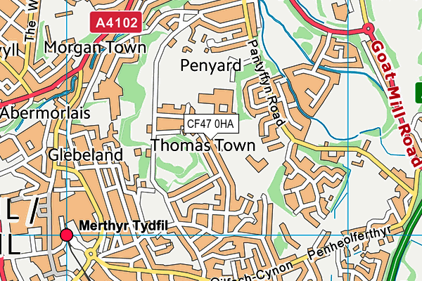 CF47 0HA map - OS VectorMap District (Ordnance Survey)