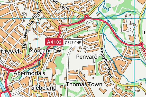 CF47 0HF map - OS VectorMap District (Ordnance Survey)