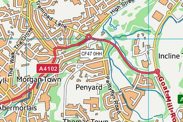 CF47 0HH map - OS VectorMap District (Ordnance Survey)