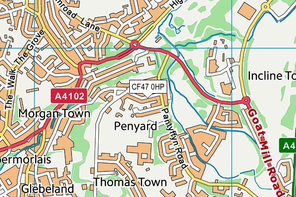 CF47 0HP map - OS VectorMap District (Ordnance Survey)