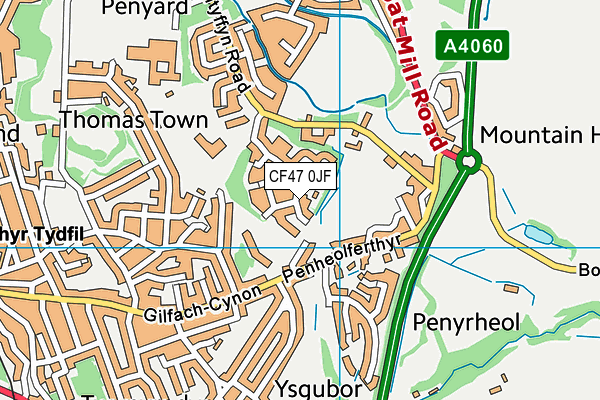 CF47 0JF map - OS VectorMap District (Ordnance Survey)