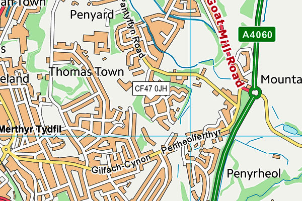 CF47 0JH map - OS VectorMap District (Ordnance Survey)