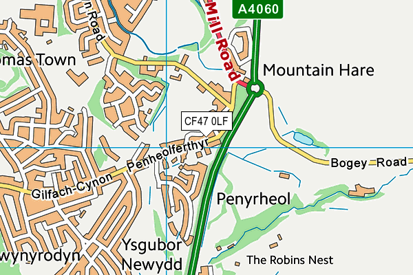 CF47 0LF map - OS VectorMap District (Ordnance Survey)