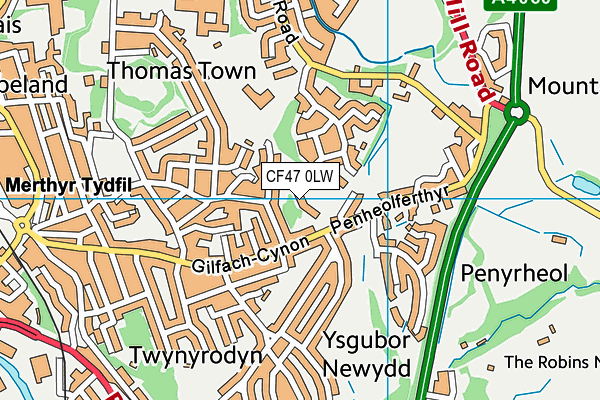 Twynrodyn Community School map (CF47 0LW) - OS VectorMap District (Ordnance Survey)