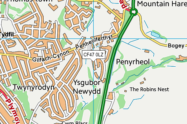 CF47 0LZ map - OS VectorMap District (Ordnance Survey)