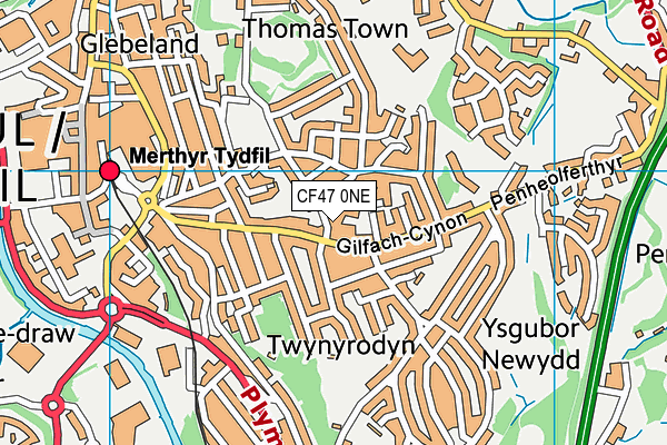 CF47 0NE map - OS VectorMap District (Ordnance Survey)