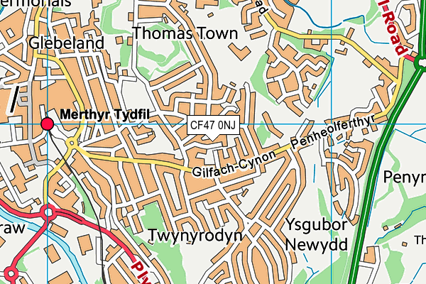 CF47 0NJ map - OS VectorMap District (Ordnance Survey)