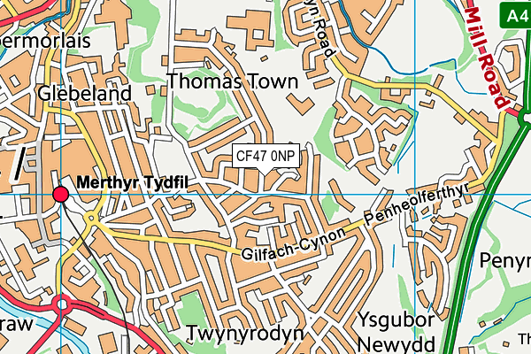 CF47 0NP map - OS VectorMap District (Ordnance Survey)