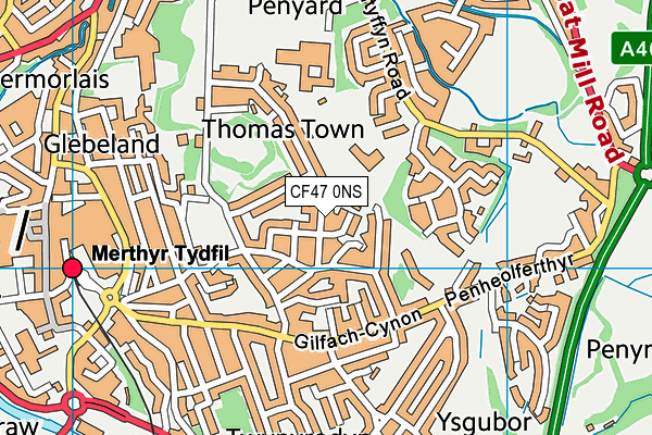 CF47 0NS map - OS VectorMap District (Ordnance Survey)