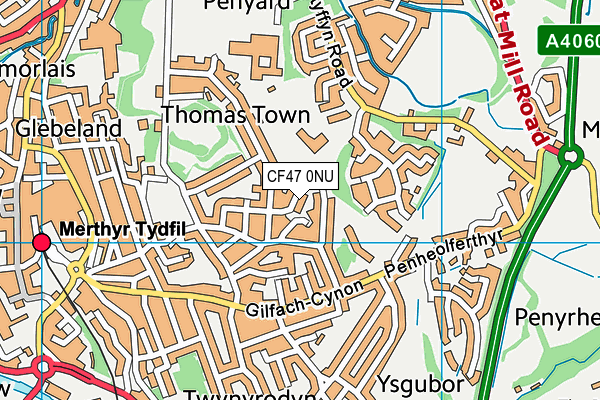 CF47 0NU map - OS VectorMap District (Ordnance Survey)