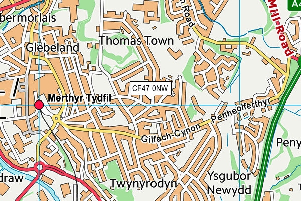 CF47 0NW map - OS VectorMap District (Ordnance Survey)