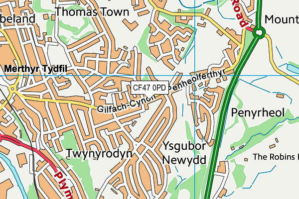 CF47 0PD map - OS VectorMap District (Ordnance Survey)