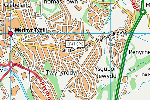 CF47 0PG map - OS VectorMap District (Ordnance Survey)