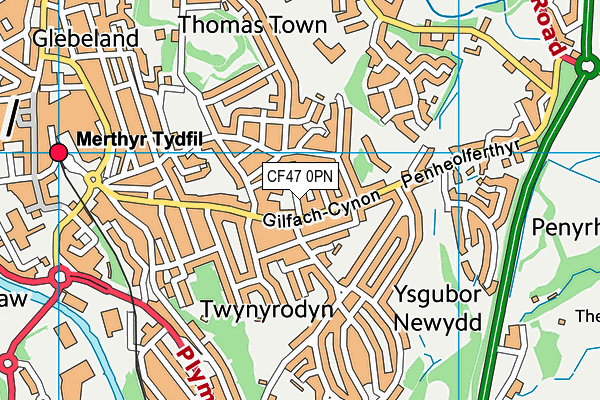 CF47 0PN map - OS VectorMap District (Ordnance Survey)