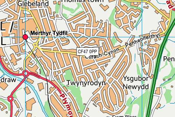 CF47 0PP map - OS VectorMap District (Ordnance Survey)