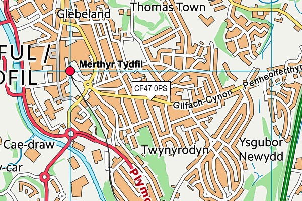 CF47 0PS map - OS VectorMap District (Ordnance Survey)