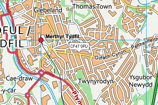 CF47 0PU map - OS VectorMap District (Ordnance Survey)