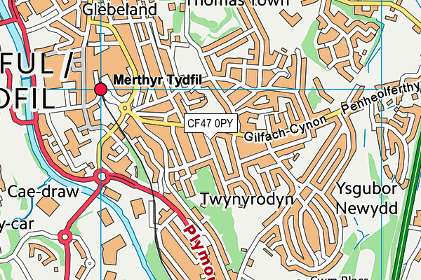 CF47 0PY map - OS VectorMap District (Ordnance Survey)