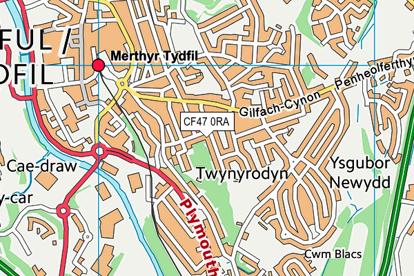 CF47 0RA map - OS VectorMap District (Ordnance Survey)