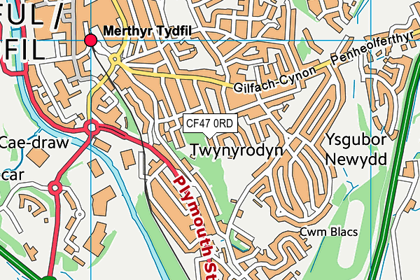 CF47 0RD map - OS VectorMap District (Ordnance Survey)