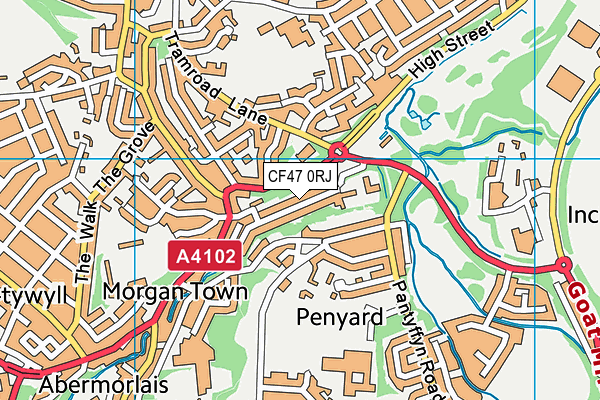 CF47 0RJ map - OS VectorMap District (Ordnance Survey)