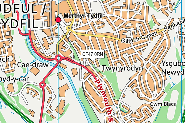 CF47 0RN map - OS VectorMap District (Ordnance Survey)