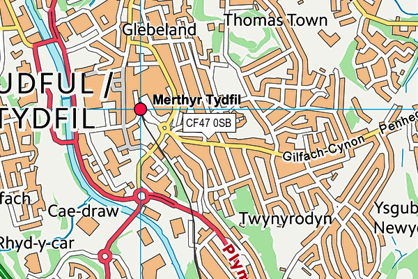 CF47 0SB map - OS VectorMap District (Ordnance Survey)