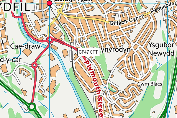 CF47 0TT map - OS VectorMap District (Ordnance Survey)