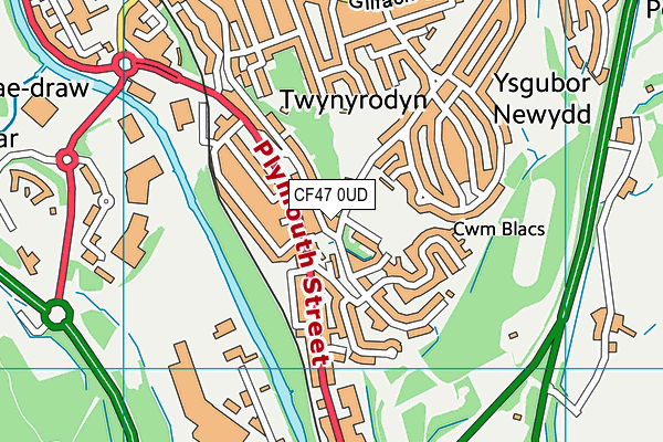 CF47 0UD map - OS VectorMap District (Ordnance Survey)