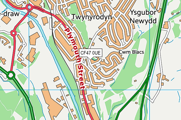 CF47 0UE map - OS VectorMap District (Ordnance Survey)