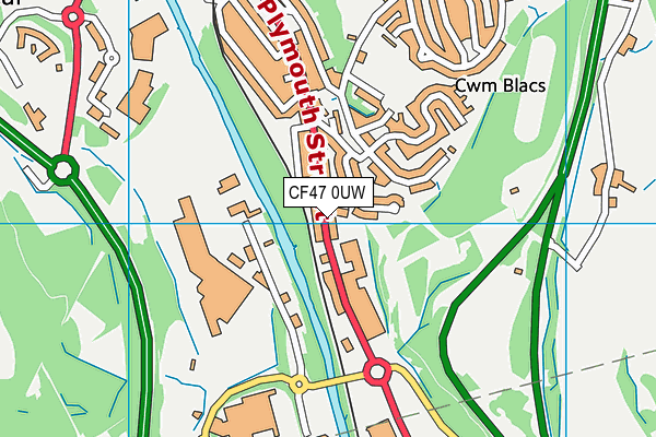 CF47 0UW map - OS VectorMap District (Ordnance Survey)