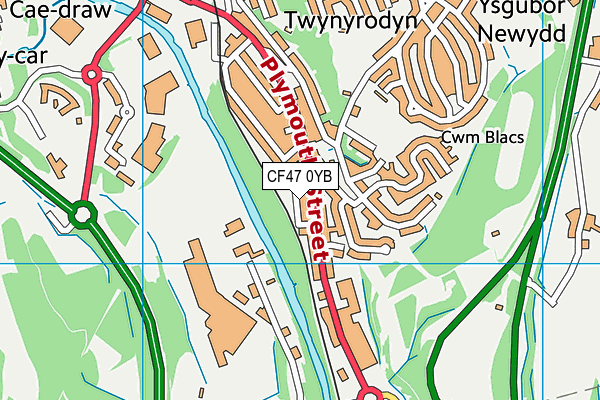 CF47 0YB map - OS VectorMap District (Ordnance Survey)