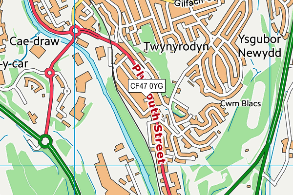 CF47 0YG map - OS VectorMap District (Ordnance Survey)