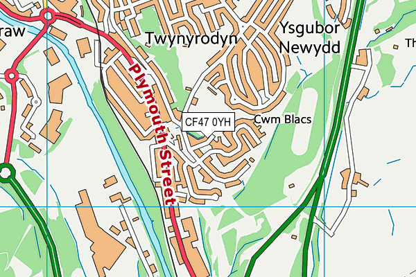 CF47 0YH map - OS VectorMap District (Ordnance Survey)