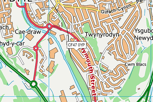 CF47 0YP map - OS VectorMap District (Ordnance Survey)